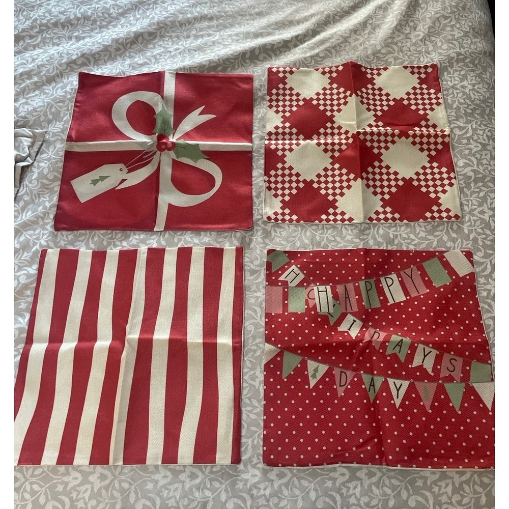 Set of‎ 4 Festive Holiday Pillow Covers (B45)